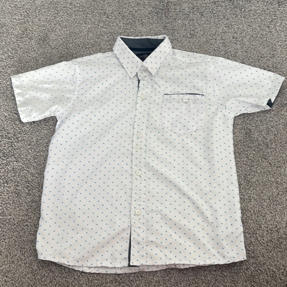 Casual White and Blue Button Down Shirt - Picture 1 of 2